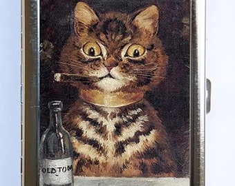 Cat Smoking Cigarette Case Wallet Business Card Holder  anthropomorphic