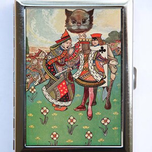 Alice im Wunderland König Königin Grinsekatze Zigarettenetui Brieftasche Visitenkartenhalter