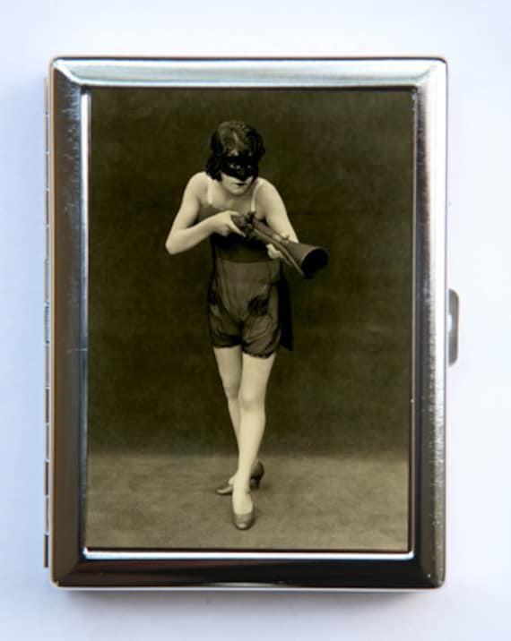 Masked Flapper Cigarette Case Wallet Business Card Holder Erotic Mysterious  Retro Art Deco Punk Rockabilly
