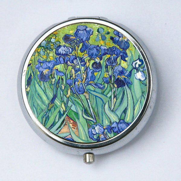 Van Gogh Irises Pill case pillbox box holder  fine art painting DIY
