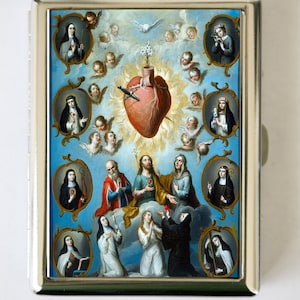 Estuche para cigarrillos Corazón de María Cartera Tarjetero Jesús Ángeles Sagrado Corazón