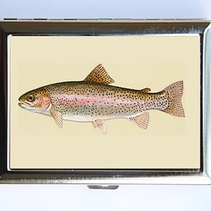 Estuche para cigarrillos, billetera, tarjetero, pescador hipster al aire libre, con diseño de trucha arcoíris