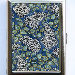 Jugendstil lila Blumenmuster blau grau Zigarette Fall ID Fall Brieftasche Visitenkarte Halter