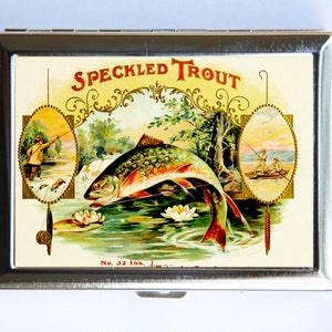 Trucha pece Cigarette Case Wallet Tarjeta de visita Titular pescador hipster al aire libre