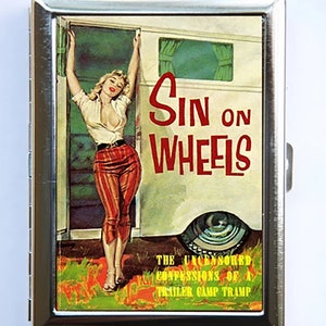 Sin On Wheels Zigarettenetui Visitenkartenhalter Metall Geldbörse Halter Pulp Retro Rockabilly
