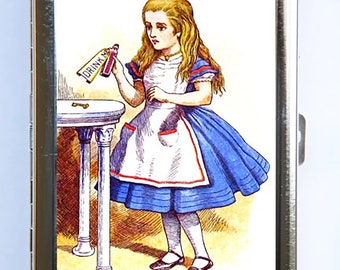 Alice in Wonderland Cigarette Case Wallet Business Card Holder DRINK ME victorian fairy tale diy