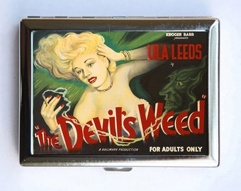 Devils Weed Marijuana Poster Cigarette Case Wallet Business Card Holder