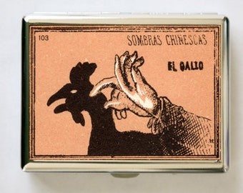 El Gallo Rooster Shadow Animal Cigarette Case Wallet Business Card Holder