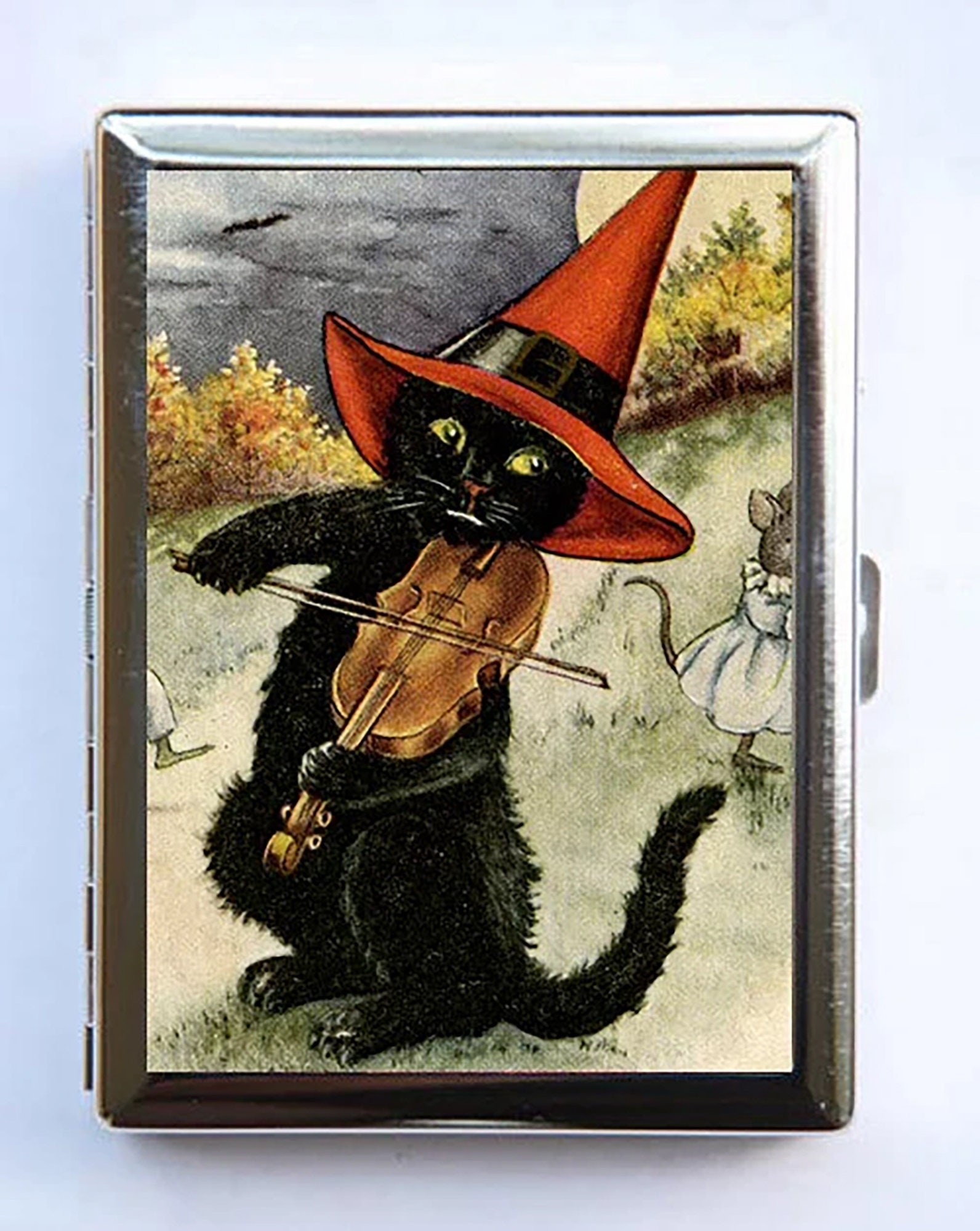 Black Cat Fiddle Cigarette Case Wallet Business Card Holder