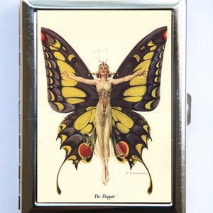 Art Deco Schmetterling Flapper Frauen Zigarettenetui id case Brieftasche Visitenkartenhalter
