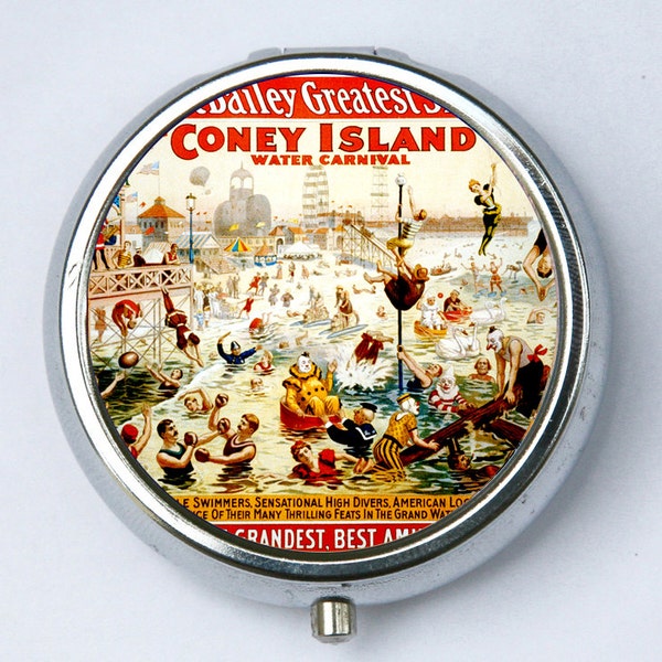 Coney Island Circus PILL CASE pillbox pill box holder circus sideshow boxers clowns