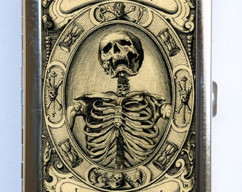 Memento Mori Skeleton Cigarette Case Wallet Business Card Holder psychobilly gothic punk odd death