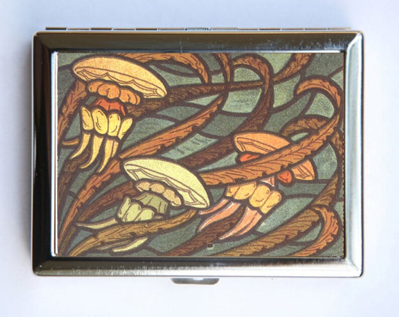 Art Nouveau Jellyfish Seaweed Cigarette Case Wallet Business Etsy