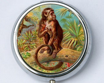 Monkey PILL CASE pillbox pill holder jungle zoo