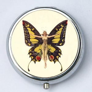 Art Deco Butterfly Flapper Pill Case pillbox holder box image 1