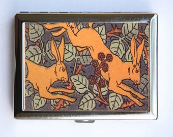 Art Nouveau Rabbits Cigarette Case Wallet Business Card Holder