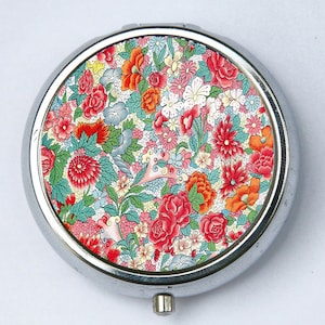 Floral Pattern #3 PiLL case pillbox pill holder flowers orange blue pink