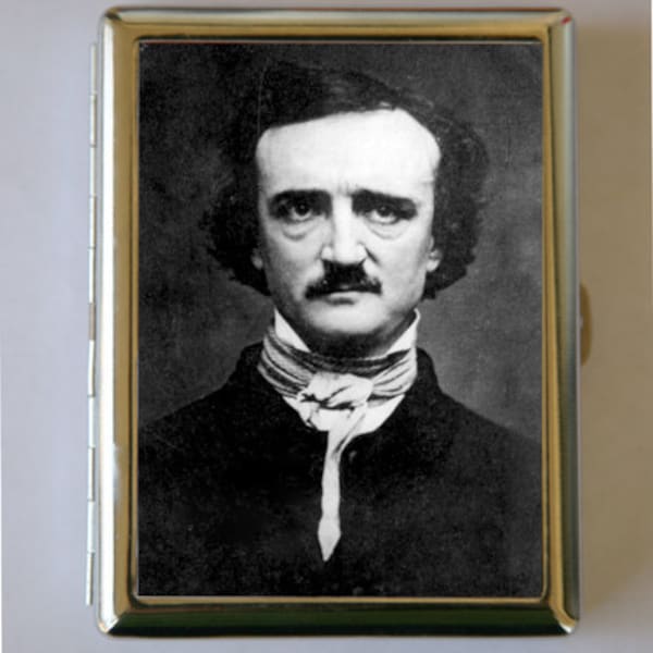 Edgar Allen Poe Cigarette Case Wallet Business Card Holder the raven gothic victorian portrait