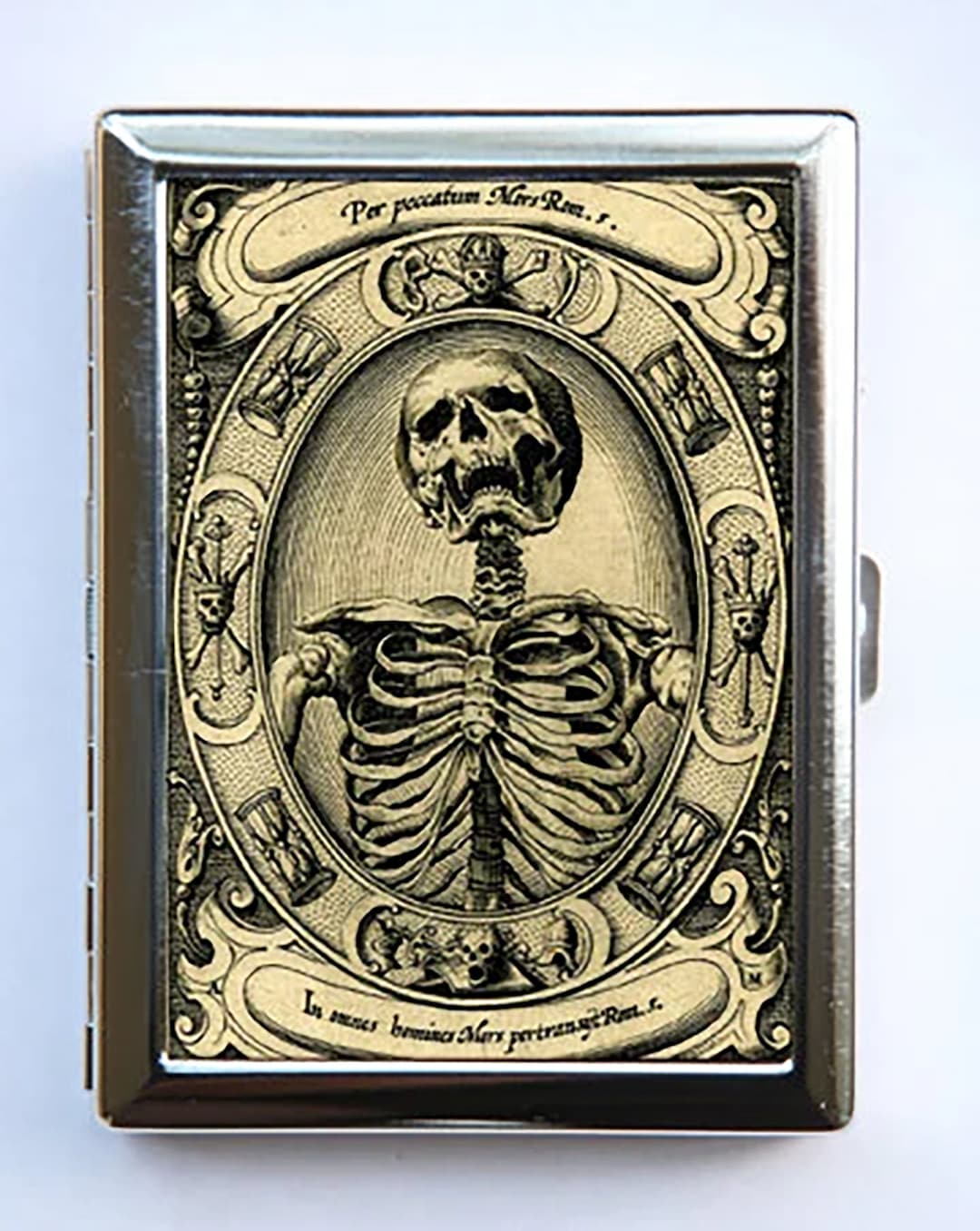 Memento Mori Skeleton Cigarette Case Wallet Business Card Holder