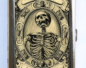 Memento Mori Skeleton Cigarette Case Wallet Business Card Holder psychobilly gothic punk odd death