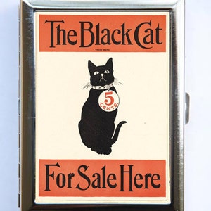 Schwarze Katze zum Verkauf Zigarettenetui Brieftasche Visitenkartenhalter