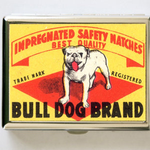Bulldog Safety Match Cigarette Case Wallet Business Card Holder