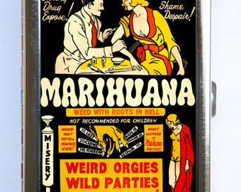 Vintage Marijuana Marihuana Poster Cigarette Case Wallet Business Card Holder pulp weird anti drug