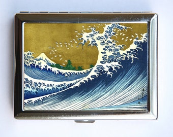 Japanese Wave  Cigarette Case Wallet Business Card Holder  tattoo woodblock