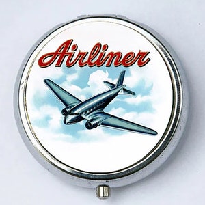 Airliner Plane PILL case pillbox pill box holder pilot
