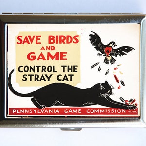 Save The Birds Stray Cat Cigarette Case Wallet Business Card Holder