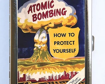 Atomic Bomb Poster Cold War Cigarette Case Wallet Business Card Holder
