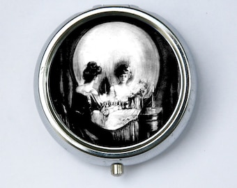 SKULL ILLUSION pill case pillbox holder pill boxes VANITY punk Horror Goth Psychobilly