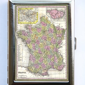 França mapa cigarreira carteira titular do cartão de visita capa de identificação