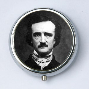 Edgar Allen Poe PILL CASE pillbox pill box holder gothic psychobilly the raven