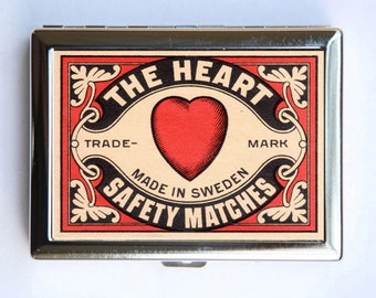 The Heart Safety Match Cigarette Case Wallet Business Card Holder