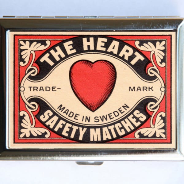 The Heart Safety Match Cigarette Case Wallet Business Card Holder