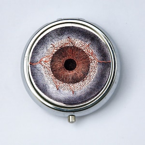 Eye pillbox Pill Case holder box Arteries of the Iris veins Medical Drawing victorian psychobilly gothic punk odd creepy anatomy image 1