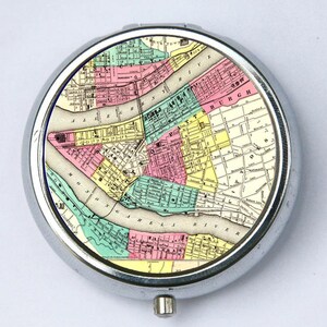 Pittsburgh PILL case pill box pillbox holder Vintage Map Pennsylvania Map