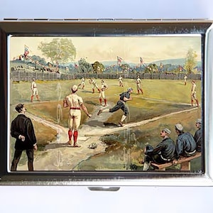 Estuche para cigarrillos con diseño de juego de béisbol, billetera y tarjetero