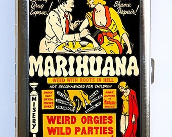 Vintage Marijuana Marihuana Poster Cigarette Case Wallet Business Card Holder pulp weird anti drug