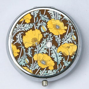 Victorian Floral Print Poppies Pill case pillbox pill holder floral design pattern