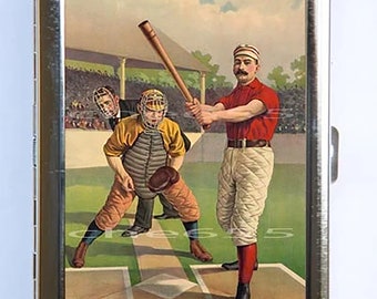 Baseball Batter Cigarette Case Wallet Business Card Holder catcher umpire