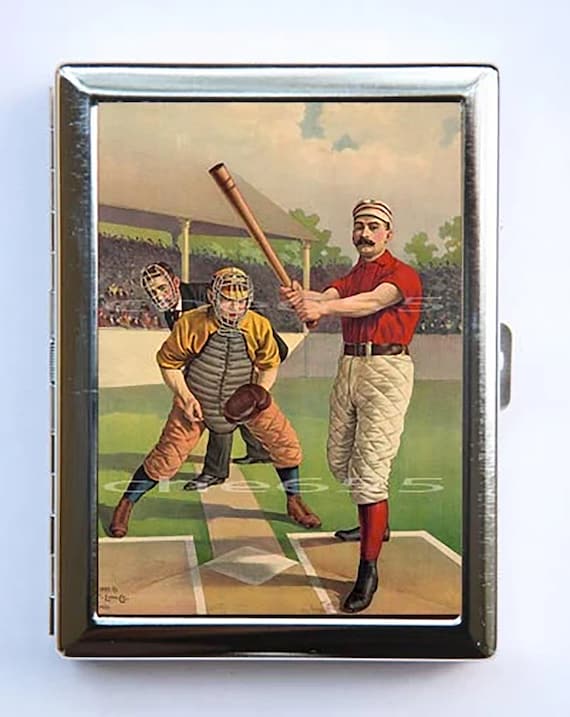 Baseball Batter Cigarette Case Wallet Business Card Holder Catcher Umpire