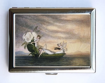 Fairies Sailing on Pea pod  Cigarette Case id case Wallet Business Card Holder