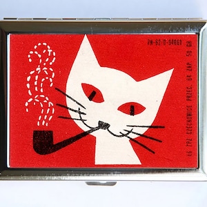 Zigarettenetui weiße Katze Smoking Portemonnaie Visitenkartenhalter