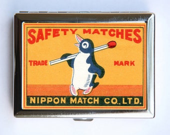 Penguin Safety Match Cigarette Case Wallet Business Card Holder