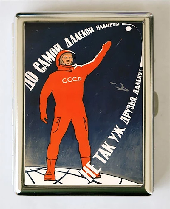 Soviet space propaganda Cigarette Case Wallet Business Card Holder russian russia outer space sci-fi