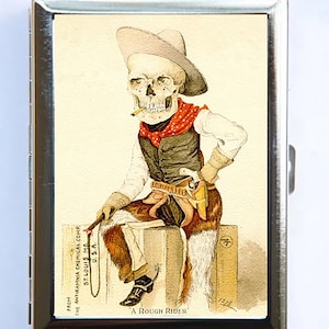 Skelett Cowboy Zigarettenetui Visitenkartenhalter