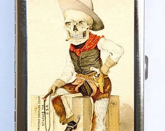Skeleton Cowboy Cigarette Case Wallet Business Card Holder