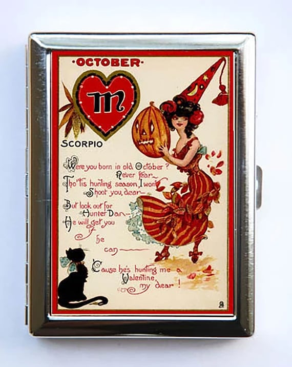 Halloween Cigarette Case Wallet Business Card Holder October Horoscope  Scorpio